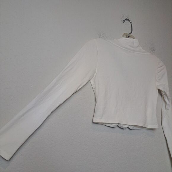 Lanston Revolve Cutout Turtleneck Off White Women's XS NWT Supima Cotton Stretch - Picture 7 of 12
